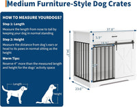 Garvee 37.8"W Dog Crate Furniture for Small/Medium Dogs, 2-in-1 Iron-Wood Fusion Dog Cage Indoor As Side End Table, Farmhouse Dogs Kennel with Sliding Barn Doors & Storage Drawer, White