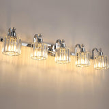 Garvee Modern Bathroom Vanity Light 5-Lights Stainless Steel Crystal Vanity Lights Over Mirror Modern Crystal Bathroom Wall Lighting Fixtures - Black Gray