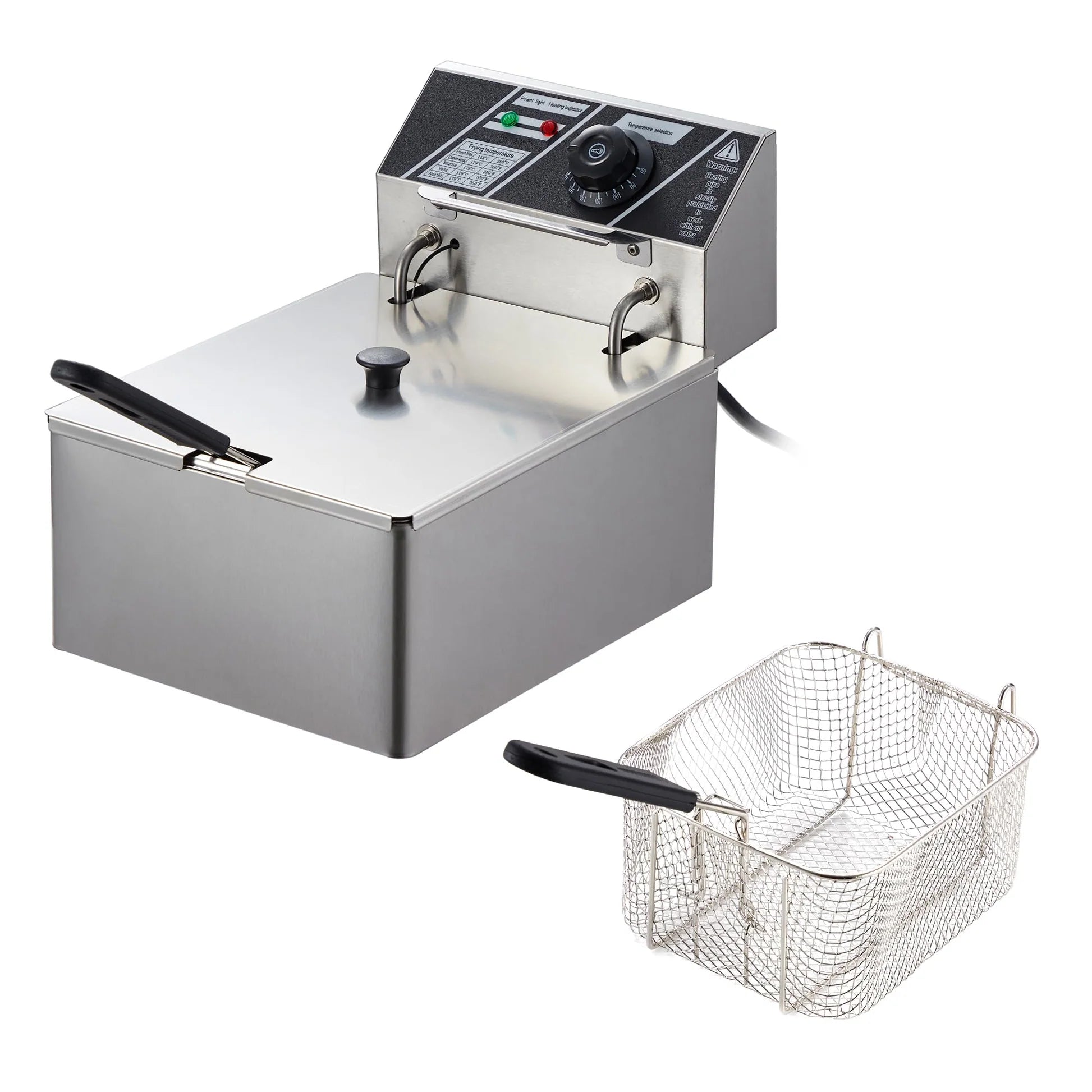 Garvee 11L/10QT 1500 Watts Electric Deep Fryer - Stainless Steel Adjustable Temperature Control for Wings, Shrimp, Nuggets (110V) with Basket