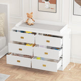 Garvee Baby Changing Table Dresser, Wide Chest of Drawers with Changing Table Top, Nursery Storage Organizer for Infant with Power Outlets, Changing Pad & Removable Top (White) - White