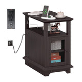 Garvee Nightstand with USB Ports and Storage Cabinet - End Table with Charging Station, Ideal for Living Room and Bedroom