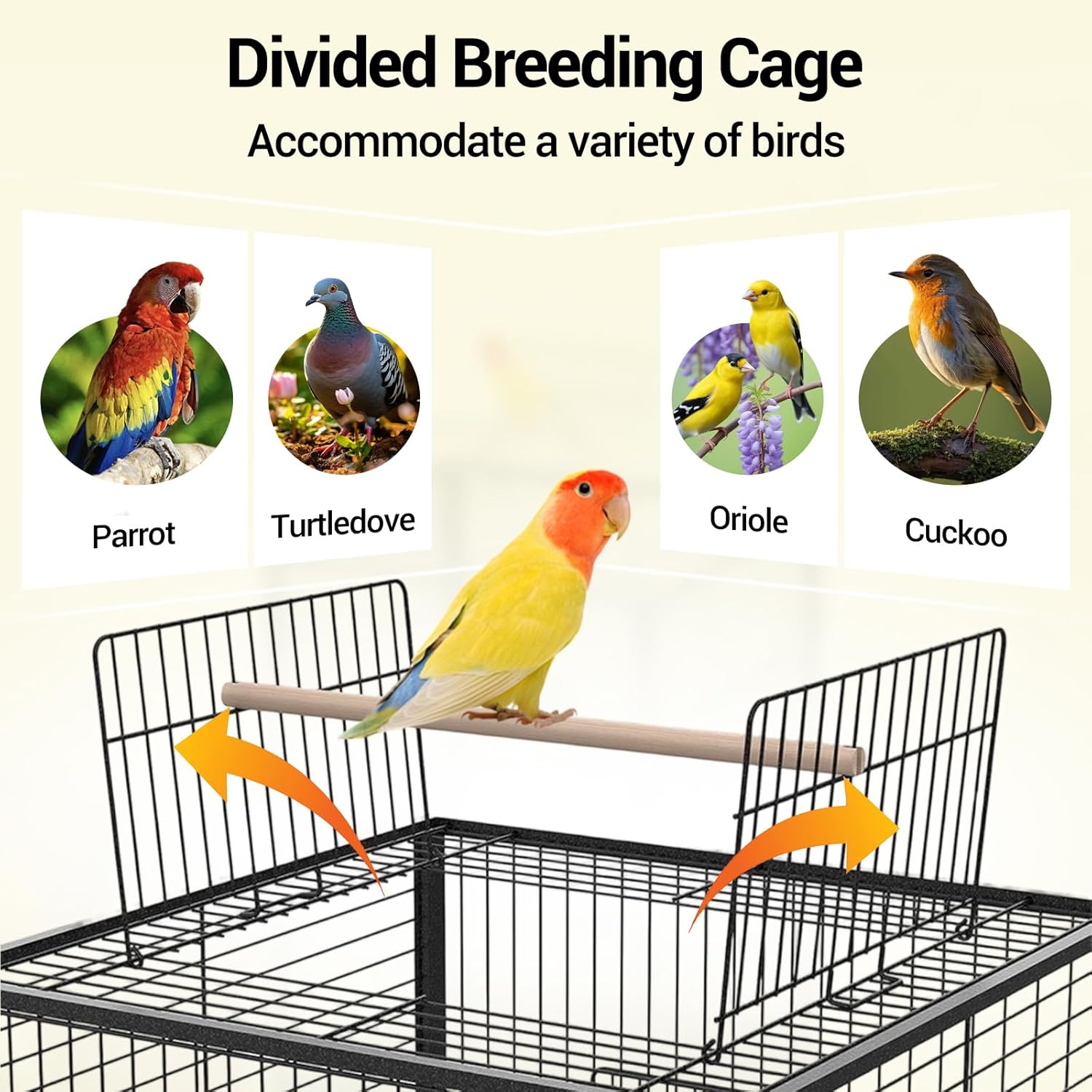 Garvee Bird Cage with Wheels, Durable Wrought Iron Parakeet Cage with Slide Out Tray, 63 Inch Black Bird Cages for Parakeets Lovebird Cockatiels Budgies and Other Small Medium Birds, Black