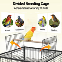 Garvee Bird Cage with Wheels, Durable Wrought Iron Parakeet Cage with Slide Out Tray, 63 Inch Black Bird Cages for Parakeets Lovebird Cockatiels Budgies and Other Small Medium Birds, Black