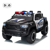 Garvee 12V Electric Ride On Truck for Kids Licensed RAM Pickup Truck Dual Motor Remote Control LED Lights Music Storage - Black