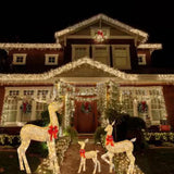 Garvee 3-Piece Lighted Reindeer Christmas Decoration Family Set Cute Deer Lighting Indoor Outdoor Yard Christmas Decorations Elk 3 Piece Set Acrylic (Battery)