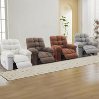 Garvee Recliner Chair with Massage and Heat, Single Sofa Wide Recliner Chair, Heat Ergonomic Overstuffed Breathable Fabric Reclining Chair with 2 Side Pockets, Remote Control, Living Room, Brown