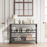Garvee Console Table 3-Tier Narrow Entryway Storage, 43" Behind Couch Table, MDF Wood & Metal, Adjustable Footpads, Living Room, Foyer, Bedroom - Grey