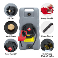 Garvee 15 Gallon Portable Fuel Caddy, 10-ft hose, siphon pump, 7.5 L/min manual nozzle, diesel/gasoline tank - Gray