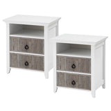 Garvee Nightstand Set of 2, Nightstand with 2 Drawers, Open Shelf and Ripple Pattern, Nightstand for Bedroom Living Room Small Space, Fluted Night Stand Easy Assembly, Grey - Gray-two piece set