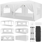 Garvee 10'x20' Commercial Pop Up Canopy Tent – Waterproof w/ 6 Sidewalls, UPF 50+ for Weddings, Parties & Outdoor Events (White) - White