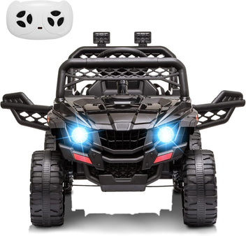 Garvee Ride - P Series: 12V Kids Car: Ride-On Truck, Remote, Suspension, LED, 1.8-3.7 MPH, MP3, Engine Sound, ASTM Certified, for 3-7 Years - Black