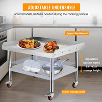 GARVEE 24"L x 24"W x 29"H Stainless Steel Equipment Grill Stand Table - 1000 lbs Top Shelf, 220 lbs Bottom Shelf, 2" Edge Baffle, with Wheels for Home, Hotel, and Commercial Kitchens