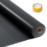Garvee Garage Floor Mat 8' x 20', 2mm Thick PVC Heavy Duty, Non-Slip Diamond Plate, Waterproof & Oil-Resistant Floor Protector for Cars, SUVs & Trucks, Black - Black + Adhesive