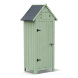 Garvee Fir Wood Lockable Storage Cabinet with Waterproof Asphalt Roof & Adjustable Shelves for Patio Backyard Garage Green 22.6"x 18.2"x 63.6" - Green