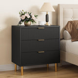Garvee Black Dresser, Modern 3 Drawer Dresser for Bedroom with Gold Handle and Large Drawer, Wood Double Chest of Drawers and Storage Organizer for Living Room, Hallway, Entryway - Black