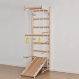 Garvee Jungle Gym for Toddlers Indoor Climber Playset with Plate Swing Slide Rings Wall Mounted Wooden Play Gym Boys Gi