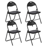 Garvee Folding Chairs 4 Pack, Outdoor & Indoor Event Portable Metal Folding Chairs with Cushion, Non-Slip Feet Pads Stackable Chairs, Black - Black