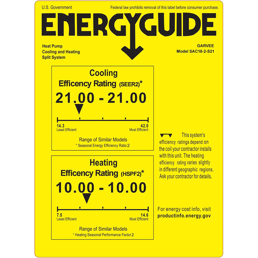 Garvee SEER 21 18000 BTU 230V Mini Split Air Conditioner | Energy-Efficient Inverter AC System with WiFi, Remote Control & Easy Installation Kit for Rooms Up to 1250 Sq.Ft