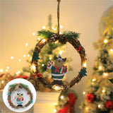 Garvee Artificial Christmas Wreath with LED String Lights Energy Saving High Brightness Door Hanging Rattan Perfect Indoor Outdoor Decor Garland Elk