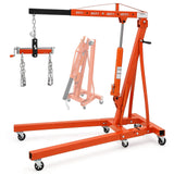 Garvee Folding Hydraulic Engine Hoist with Lever, 2T 4400 LBS Cherry Picker Engine Lift, Hydraulic Tilting Shop Crane, 6 Iron Caster Wheels, Telescopic Boom, Orange - Orange