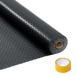 Garvee 7.5x17 FT Garage Floor Mat 2.8mm Thickened Non-Slip PVC Diamond Plate Floor Protector for SUVs Trucks Sports Cars Black - Black + Adhesive