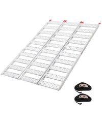 Garvee 50x76 Inch Aluminum Tri-Fold Ramp with Treads, 1500Lbs ATV Ramp with Load Straps, Folding Ramp for Motorcycles, Truck Bed, ATVS, UTVS, Trailer, Tractor,Lawnmowers, Snow Blowers