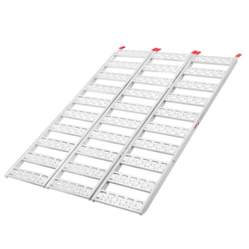 Garvee 50x76 Inch Aluminum Tri-Fold Ramp with Treads, 1500Lbs ATV Ramp with Load Straps, Folding Ramp for Motorcycles, Truck Bed, ATVS, UTVS, Trailer, Tractor,Lawnmowers, Snow Blowers