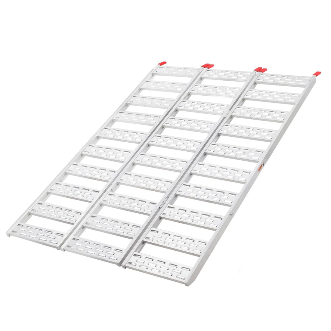 Garvee 50x76 Inch Aluminum Tri-Fold Ramp with Treads, 1500Lbs ATV Ramp with Load Straps, Folding Ramp for Motorcycles, Truck Bed, ATVS, UTVS, Trailer, Tractor,Lawnmowers, Snow Blowers