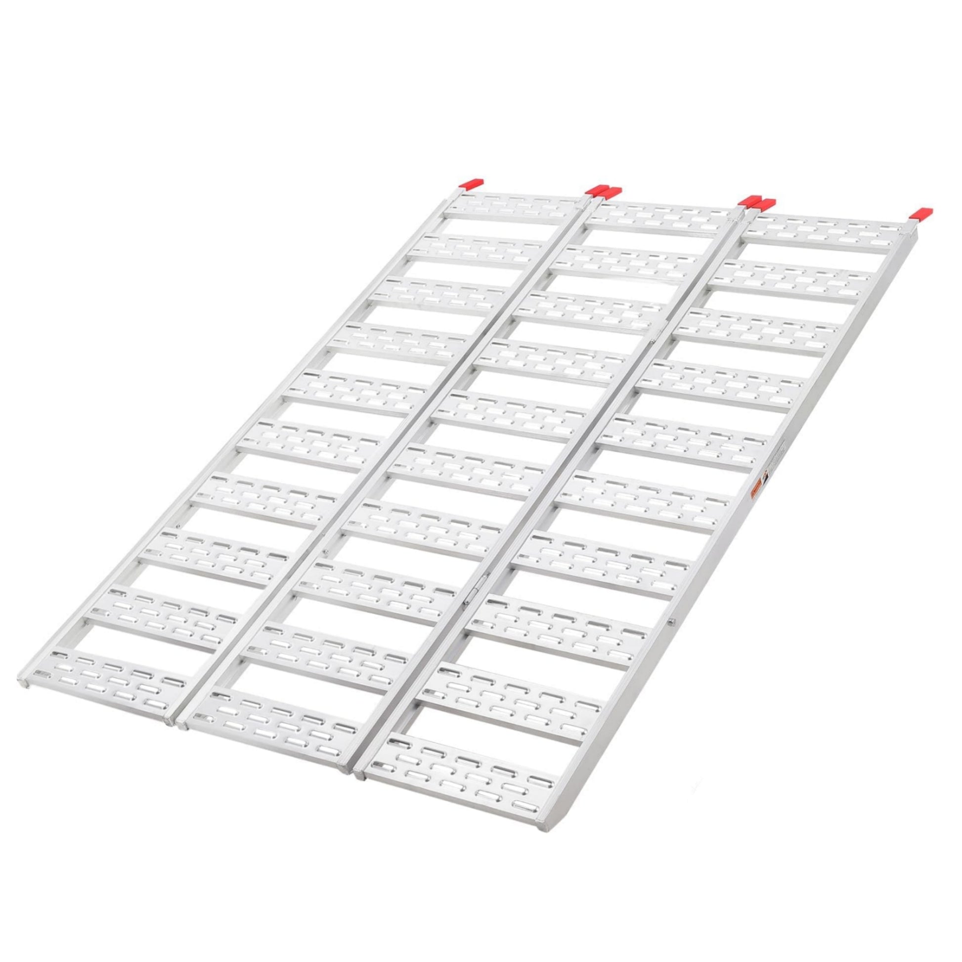 Garvee 50x76 Inch Aluminum Tri-Fold Ramp with Treads, 1500Lbs ATV Ramp with Load Straps, Folding Ramp for Motorcycles, Truck Bed, ATVS, UTVS, Trailer, Tractor,Lawnmowers, Snow Blowers