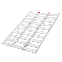 Garvee 50x76 Inch Aluminum Tri-Fold Ramp with Treads, 1500Lbs ATV Ramp with Load Straps, Folding Ramp for Motorcycles, Truck Bed, ATVS, UTVS, Trailer, Tractor,Lawnmowers, Snow Blowers