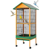 Garvee Extra Large Bird Cage 66''H with Removable Tray Waterproof Roof Lockable Caster Indoor Outdoor Yellow Green - Yellow And Green