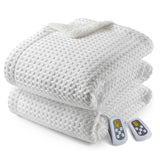 Garvee Heated Blanket King Size with LCD Dual Controller, Waffle Weave Fast Heating Electric Blankets, 10 Heat Levels & 1-12H Time Settings, ETL Certified, Machine Washable, Off White, 100" x 90" - Off White-Waffle Weave