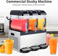 Garvee Commercial Slushy Machine 36L/9.6Gal with Self-Cleaning & 860 Watts Stainless Steel – Frozen Drink & Margarita Maker for Coffee Shops, Restaurants, Bars