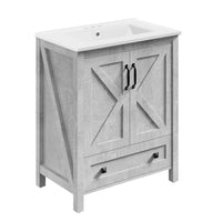 Garvee Modern 30" Freestanding Bathroom Vanity with with 2 Doors and Storage Drawer for Bathroom, Grey