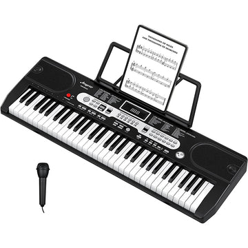 Garvee 61-Key Electric Piano Keyboard + Superior Quality + 3 Elite Teaching Modes + ABS Plastic + Rich Music Selections + USB MIDI + Home & Outdoor Use