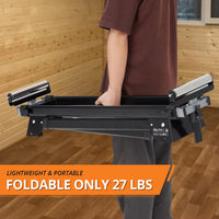Garvee 440Lbs Portable Miter Saw Stand, Folding Universal Saw Stand, 76-4/5'' Adjustable Stainless Steel Table, Compatible with Most Table Saws