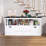 Garvee Kids Toy Storage Organizer,Toy Storage Cabinet with Bookshelf，Movable Drawers & Blackboard Top for Boys Girls Toddler Classroom Bookcase for Bedroom,Playroom,Nursery,Kindergarten,White