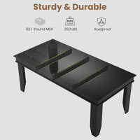 Garvee Farmhouse 71" Wood Rectangular Dining Table with L-Shaped Legs Suitable for 6-8 People for Dining Room, Black