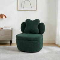 Garvee 360° Swivel Armchair with Storage, Teddy Velvet Accent Chair with Pillow, Ergonomic Design, 300 Lbs Capacity, Easy Assembly, Modern Lounge Chair for Living Room, Bedroom & Office, Green
