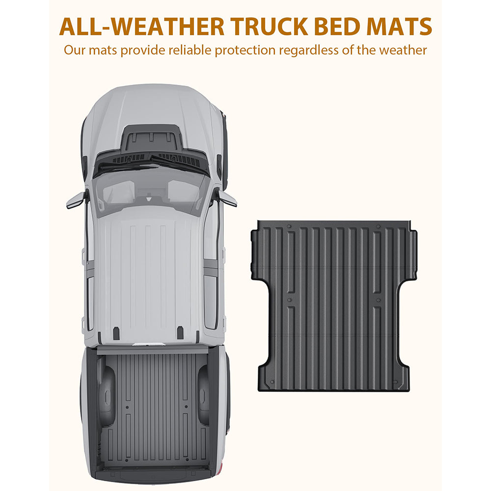 Garvee 6.75FT Truck Bed Mat - Compatible with 1999-2016 F250, F350, F450 Super Duty, All-Weather TPE Heavy-Duty Pickup Bed Tray Liner Cargo Mat