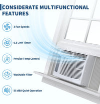 Garvee 6000btu Window Air Conditioner Units, Fast Cooling 250 Sq.ft. 115V Air Conditioner Window Unit with Remote Controlled, App Controlled, 50db Low Noise,Small Ac Unit for Room Quick Installation