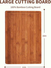 Garvee 16" x 11"Large Bamboo Cutting Board with Juice Groove and Handles Wood Cutting Board for Kitchen