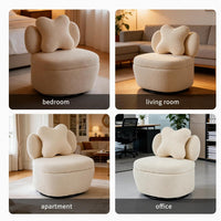 Garvee 360° Swivel Armchair with Storage, Teddy Velvet Accent Chair with Pillow, Ergonomic Design, 300 Lbs Capacity, Easy Assembly, Modern Lounge Chair for Living Room, Bedroom & Office, Camel