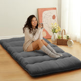 Garvee Japanese Futon Mattress Floor Mattress for Adults, Sleeping Mattress for Floor Japanese Futon Floor Mattress Twin Size, Tatami Mat, Roll Up Mattress Camping Mattress Pad, Wave Dark Grey - Dark Grey