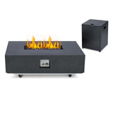 Garvee 48" Rectangle Propane Fire Pit Table - 50,000 BTU Outdoor Fire Table with 16" Tank Cover Side Table, Wind Guard, Fire Glass & Rain Cover - Orange