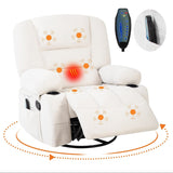 Garvee Electric Massage Recliner Chair with Vibration & Heat, 360° Swivel Rocker, Chenille Fabric, Cup Holders & USB Port, Dark Grey, Living Room - Chenille|White