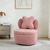 Garvee 360° Swivel Armchair with Storage, Teddy Velvet Accent Chair with Pillow, Ergonomic Design, 300 Lbs Capacity, Easy Assembly, Modern Lounge Chair for Living Room, Bedroom & Office, Pink