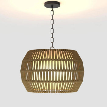 Garvee Handwoven Paper Rattan Pendant Light,Bohemia Lampshade Woven Chandelier Dome Farmrhouse Lighting,Hanging Light for Kitchen Bar Bedroom Cafe Living Room with Lining,Chandelier Over Table