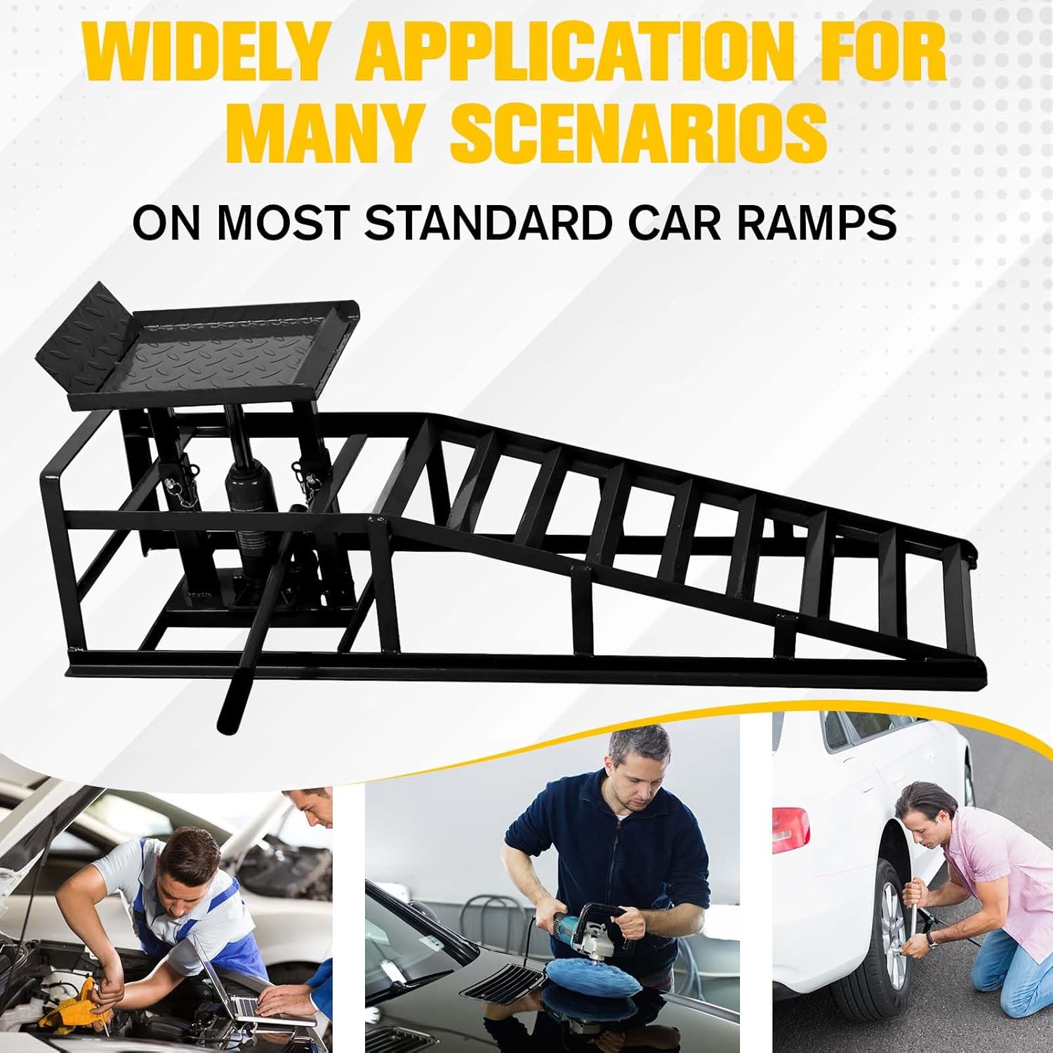 Garvee Car Truck Service Ramps, Heavy Duty Truck Vehicle Lift Ramps, 2 Pack 12000LBS Load Capatity Portable Car Ramps for Oil Changes,Car Lifts for Home Garage,Vehicle Auto Garage Repair (Black)
