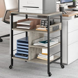 Garvee Printer Stand, Large Printer Table with Power Outlets and USB Ports, Mobile Printer Stand, 4 Tier Rolling Printer Cart with Wheels for Desktop CPU, Home Office Living Room, Rustic Gray - Rustic Gray